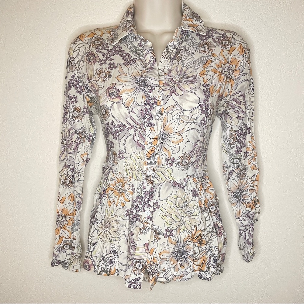 Anthropologie Floral Button Down Top